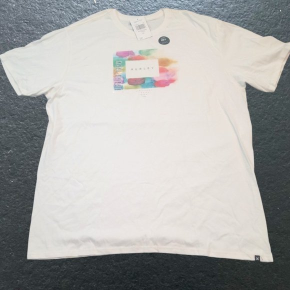HURLEY MEN DONGLE LOGO GRAPHIC T-SHIRT WHITE XXL - Picture 1 of 2